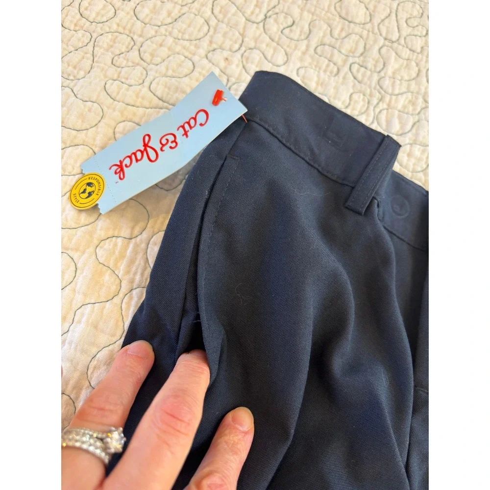 Cat & Jack Boys Navy Blue Chino Dress Pants Size 4 Flat Front - Picture 3 of 7